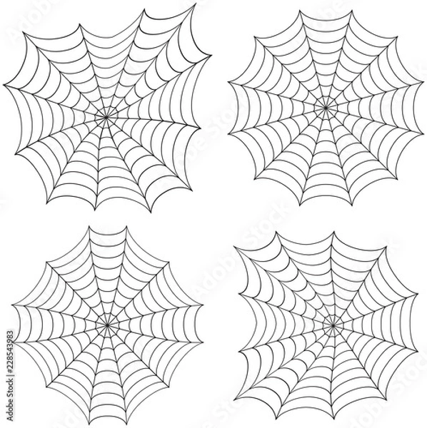 Fototapeta Set of spider webs isolated on white.