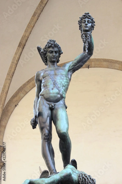 Fototapeta Verical shoot of iron made renaissance greek mythology sculpture in florence