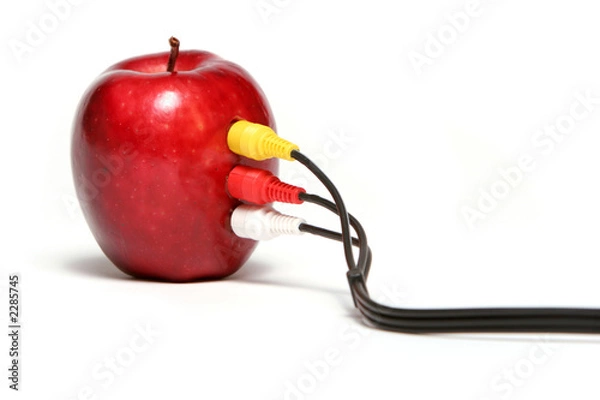Obraz cables plugged into red apple