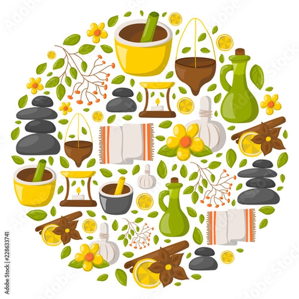 Obraz Vector cartoon ayurveda background