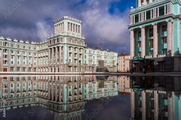 Obraz Puddle City Reflection, Norilsk