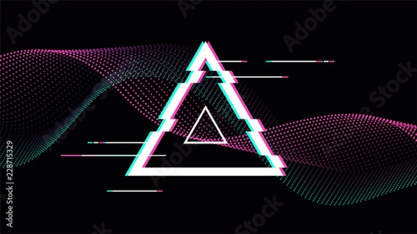 Fototapeta Triangle with glitch effect. Vector background.