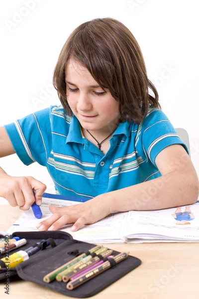 Obraz Junge bei den Hausaufgaben