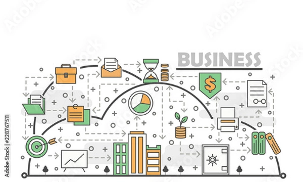 Fototapeta Vector thin line art business poster banner template