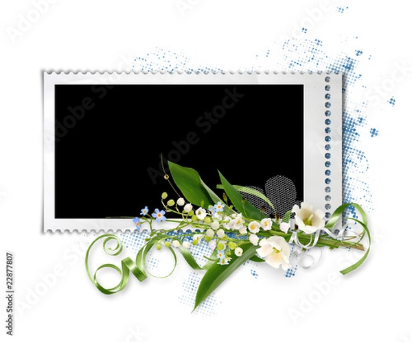Obraz white frame with flowers