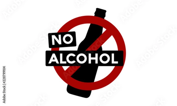 Fototapeta No Alcohol Sign with Bottle Vector Illustration