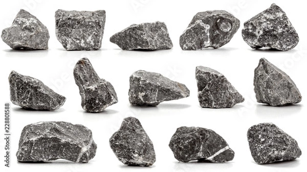 Fototapeta collection of stones isolated on white background.close up