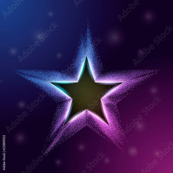 Fototapeta Color star with particles on white background. Glitter texture effect. Vector illustration