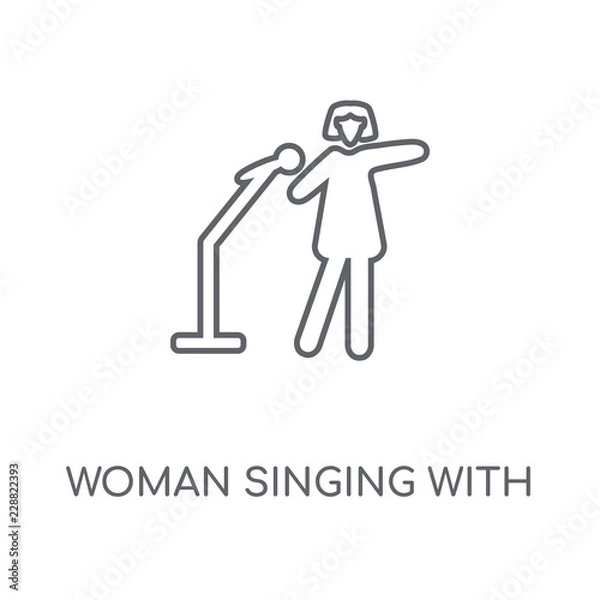 Fototapeta woman singing with microphone icon