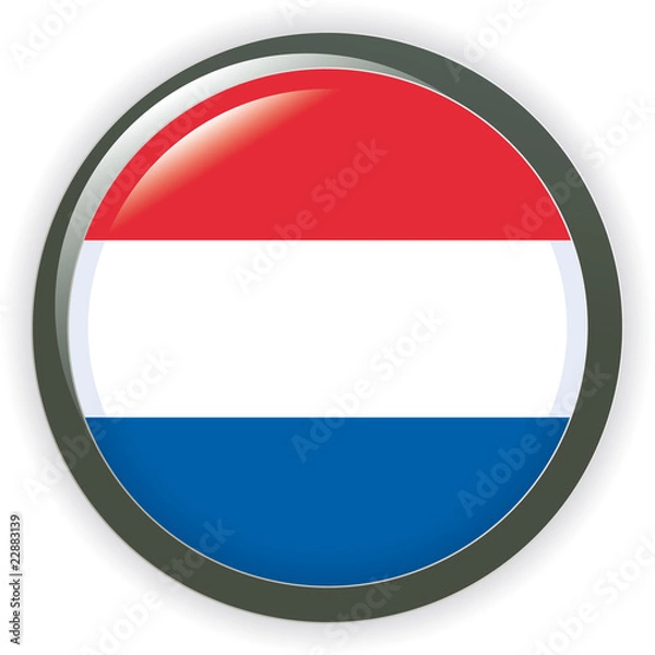 Fototapeta Orb NETHERLAND Flag vector button illustration 3D