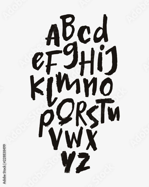 Fototapeta Brush painted letters. Hand Drawn Alphabet Font