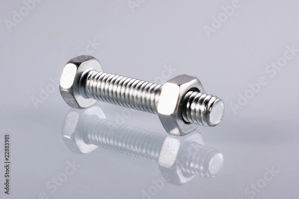 Fototapeta Schraube in Mutter auf Glas