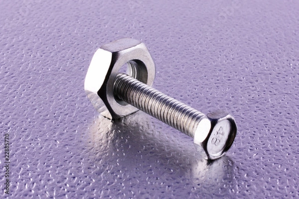 Obraz Schraube mit Mutter auf Metall