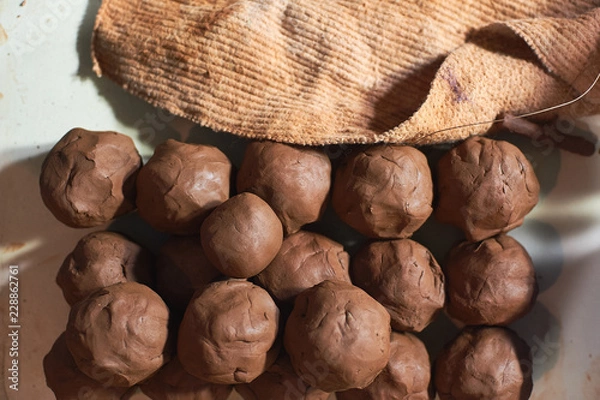 Obraz Harvesting, raw material, clay for pottery