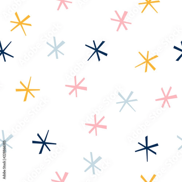 Fototapeta Abstract seamless pattern background. Childish application geometric cover for design birthday card, wallpaper, holiday wrapping paper, shop sale advertising, textile fabric, bag print, t shirt etc.