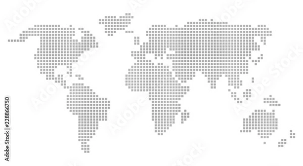 Fototapeta Pixel wolrd map design. Grey pixels vector world map.