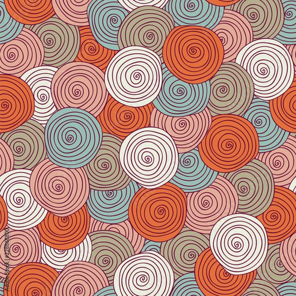 Obraz Hand- drawn abstract seamless background pattern. Waves, curls, swirls theme. Vector illustration