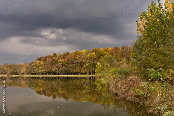 Obraz Autumn lake reflections.