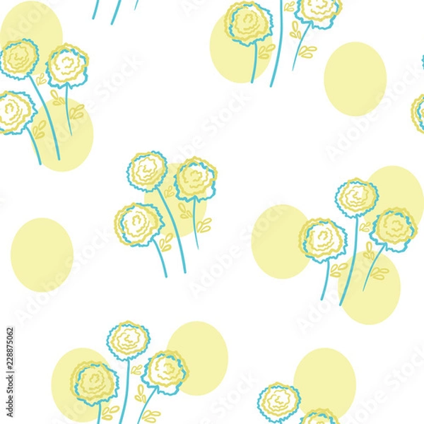 Fototapeta Flowers seamless pattern with yellow stains