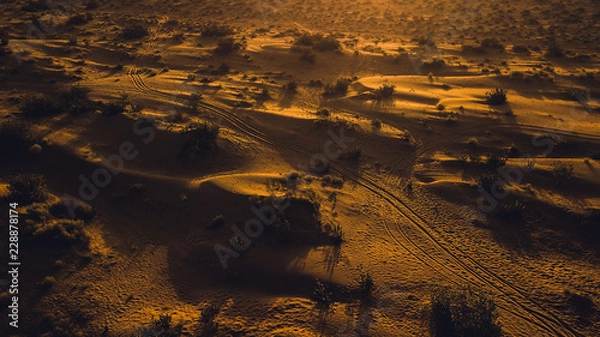 Fototapeta Moody aerial view of the Thar desert 