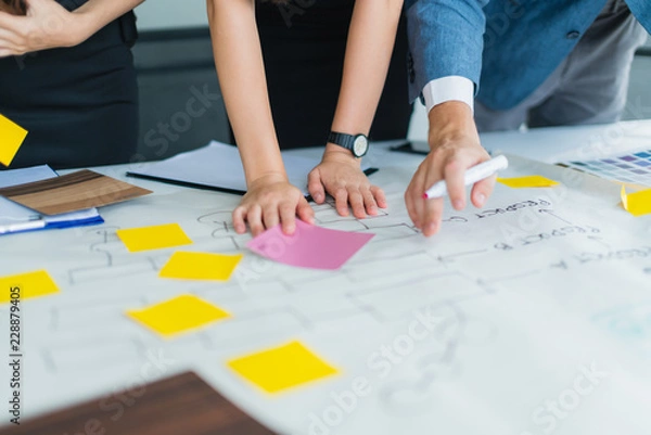 Obraz creativity brainstorm ideas concept with business partnet meeting workshop in conference room office background