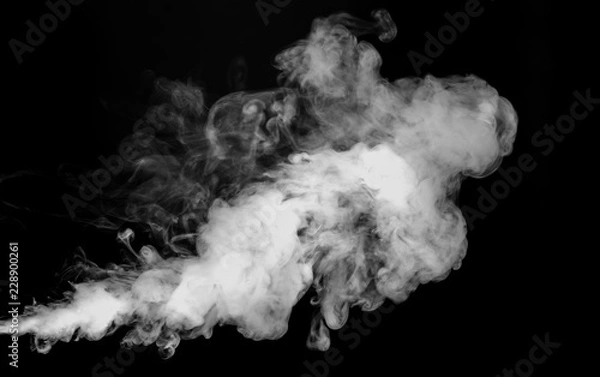 Obraz Cloud of vapor. dark black background