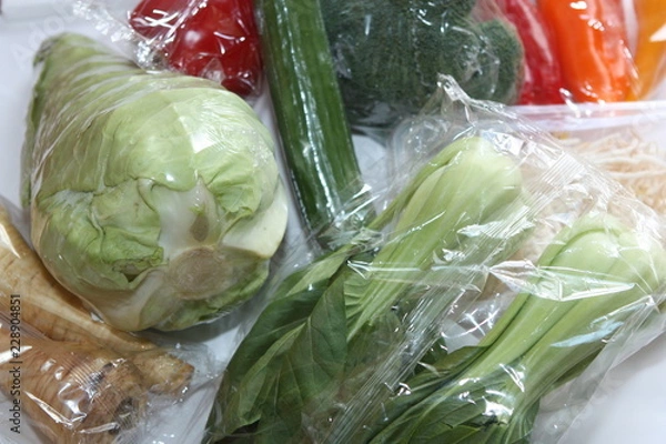 Obraz Fresh vegetables in plastic.