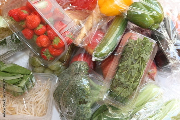 Obraz Fresh vegetables in plastic.