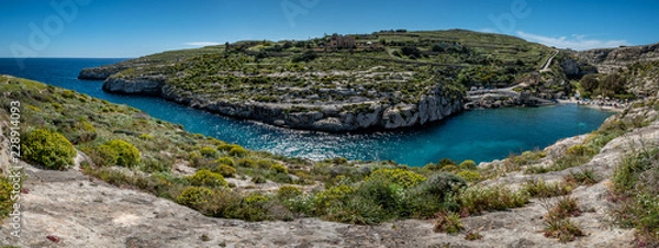 Obraz Panorama shot of Mgarr Ix-Xini Valley Bay
