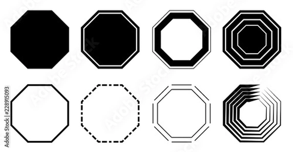 Fototapeta Octagon icon pack. Geometry octagonal eight sided polygon octagon line. Vector illustration