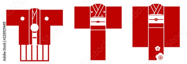 Obraz ベクター　着物　正月　アイコン　セット