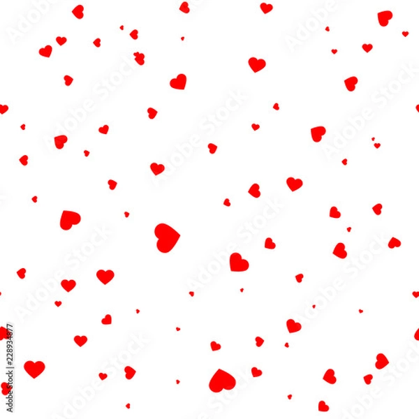 Fototapeta Red heart shape on white seamless abstract background