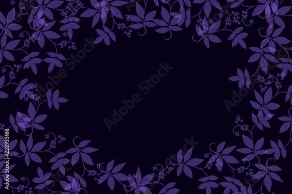 Fototapeta Blue vine border on black background
