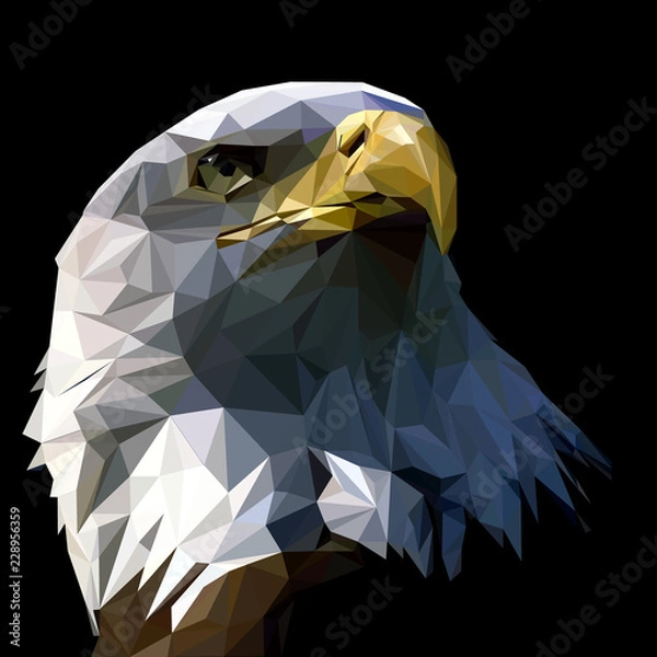 Fototapeta Eagle triangles low poly art vector