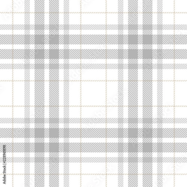 Obraz Tartan Seamless Pattern Background in Pastel Grey, Dusty Beige And White  Color  Plaid