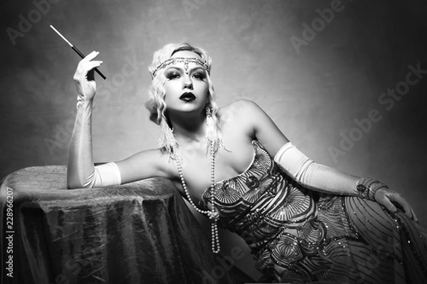 Fototapeta kobieta w stylu retro klapy