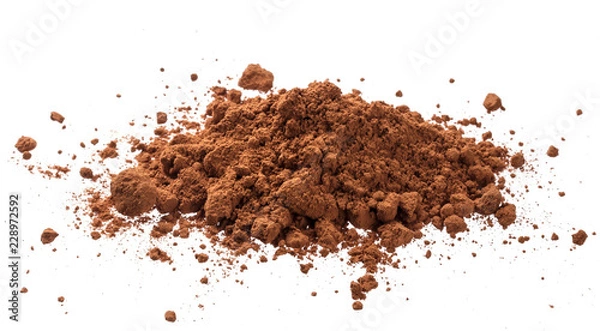 Fototapeta Pile cocoa powder isolated on white background