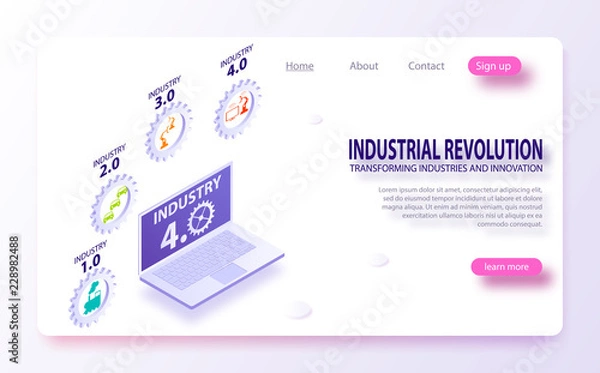 Fototapeta infographics Industrial Internet of things concept. Physical systems, cloud computing, cognitive computing industry 4.0 infographic. Industrial internet or industry 4.0 infographic.