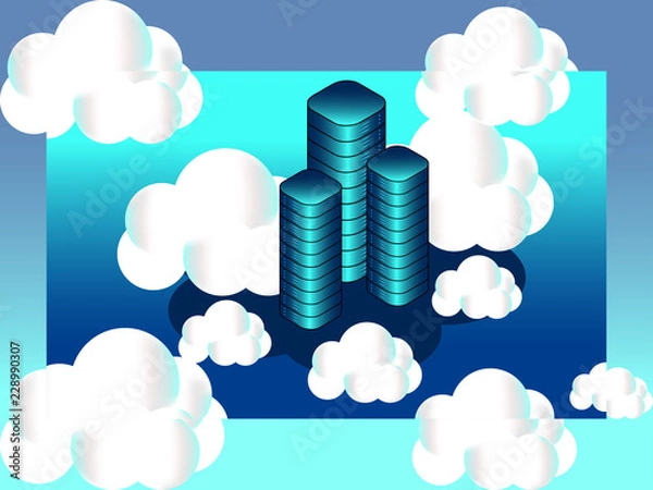 Fototapeta Isometric cloud computing services concept.