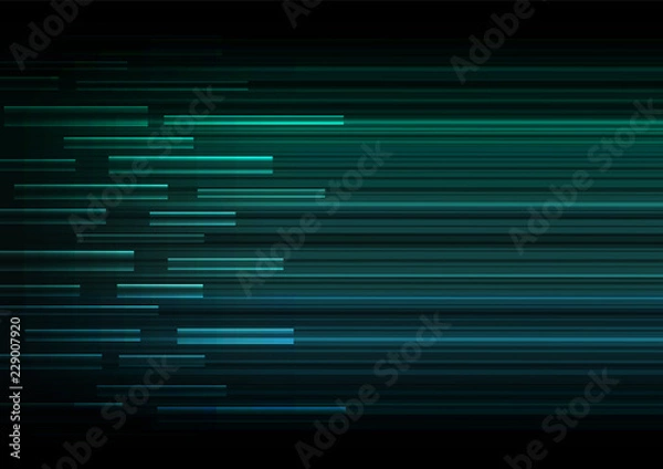 Obraz green overlap pixel speed in dark background, geometric layer motion backdrop, simple technology template, vector illustration