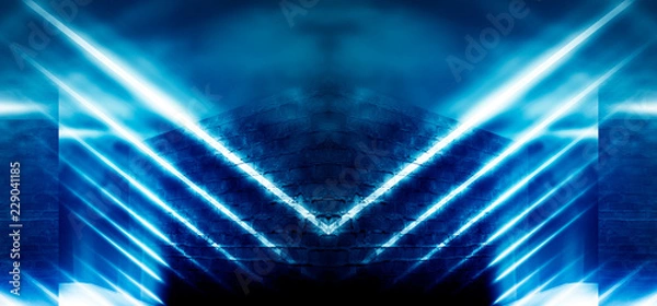 Obraz Background wall with neon lines and rays.