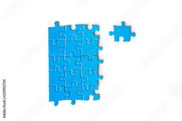 Obraz connecting piece jigsaw puzzle, Business connection, success and strategy concept, education, society and teamwork