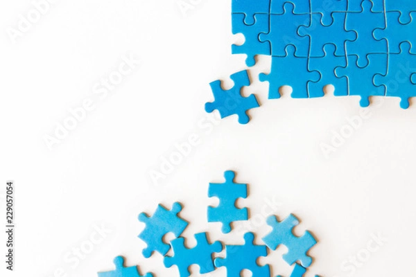 Fototapeta connecting piece jigsaw puzzle, Business connection, success and strategy concept, education, society and teamwork