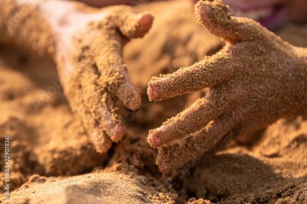 Obraz Sandy hands of a child