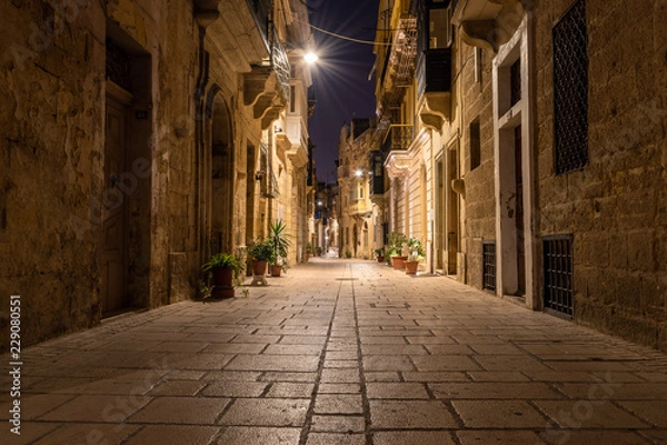 Obraz Street in Birgu at Night