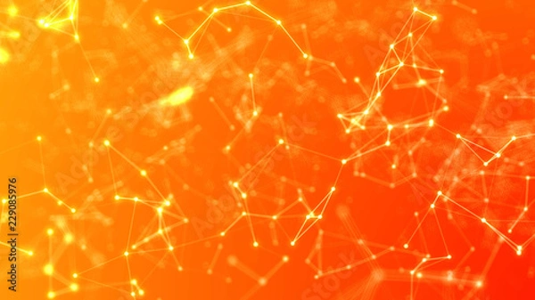 Obraz Abstract Orange Plexus Background Floating Structures