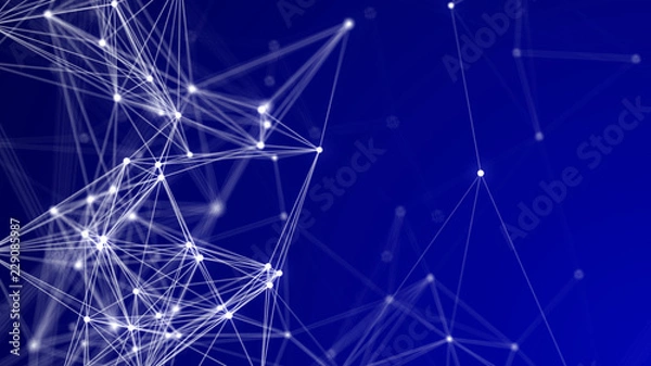 Obraz Networking and Technology Background - Deep Blue Gradient with White Nodes and Lines