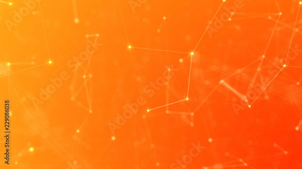 Obraz Abstract Orange Plexus Lines and Nodes High Tech Background