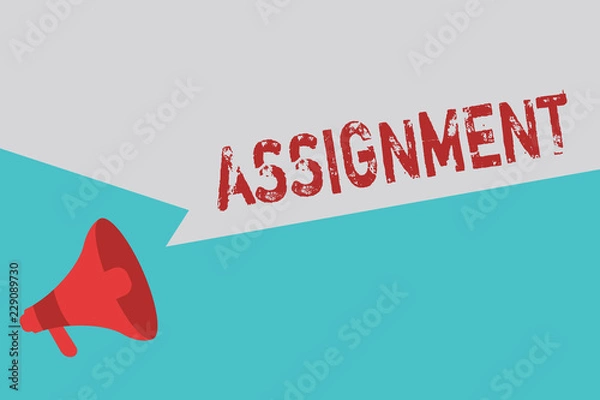 Obraz Word writing text Assignment. Business concept for Task Particular job assigned to someone as part of work study.