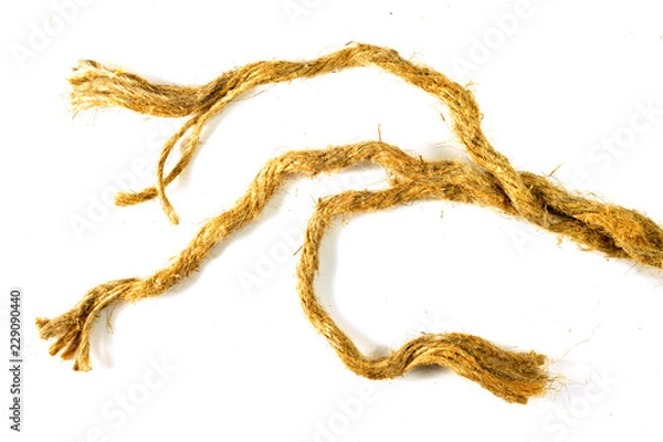 Fototapeta Loose end of rope. Ropes collection isolated on white background.